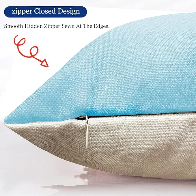 Decorative Throw Pillow Covers 18x18 Inch Sky Blue Pillow Covers for Couch Sofa Living Room Bedroom,Farmhouse Outdoor Throw Pillow Cover,Modern Geometric Linen Square Throw Pillow Case Set of 4