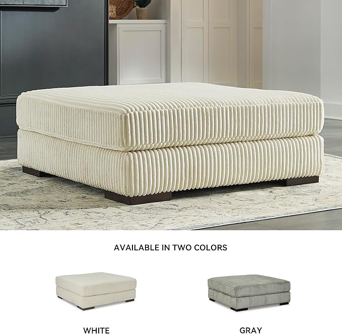 Signature Design by Ashley Lindyn Contemporary Square Tufted Upholstered Oversized Accent Ottoman, White