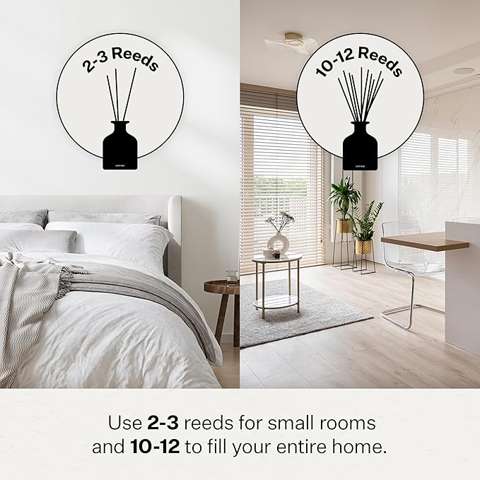 Apotheke Luxury Scented Reed Diffuser for Home, Charcoal - 6.7 Fl Oz Essential Oil Aromatherapy - 10 Rattan Scent Sticks Room Diffuser - Long-Lasting Fragrance for Bedroom, Home, Bathroom