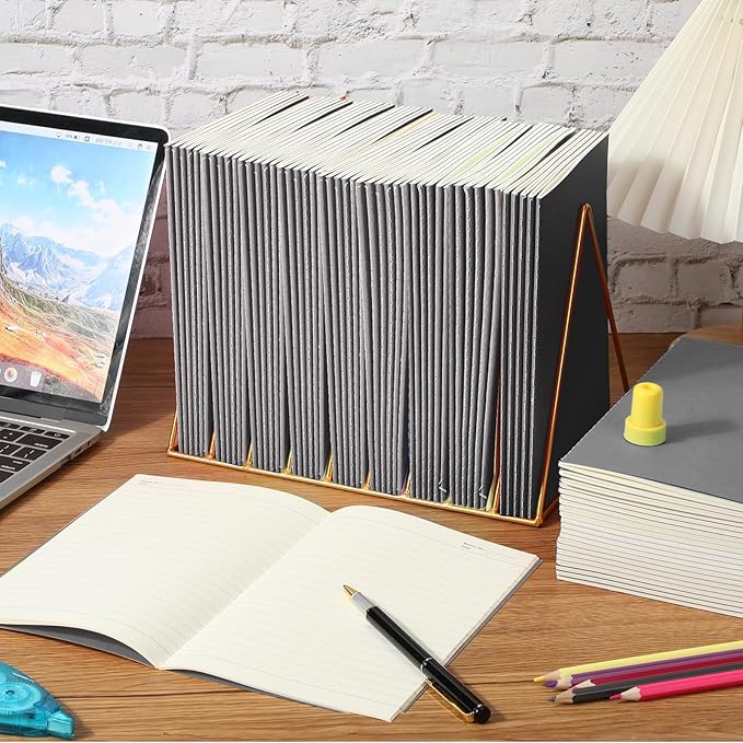 Handepo 100 Pack Composition Notebooks A5/A6 Ruled Lined Composition Kraft Notebooks Bulk Soft Cover Journals Travel Diary Memo for Students Classroom Office Supplies(A5,Gray)