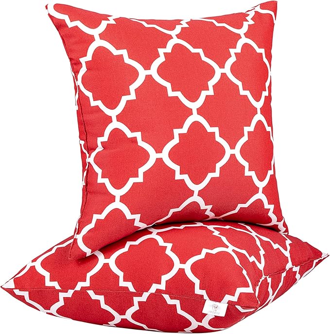 JMGBird Outdoor Pillows for Patio Furniture 18''x18'' Waterproof Decorative Patio Furniture Pillows Indoor Throw Pillows with Inserts, Square Throw Pillow for Couch, Bed, Sofa, Bench, Chair, Set of 2