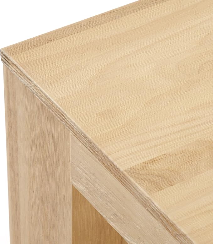 Plank+Beam 40" Modern Rectangular Coffee Table with Shelf, Solid Wood Center Table with Storage, 2 Tier Tea Table for Living Room, Blonde Wirebrush