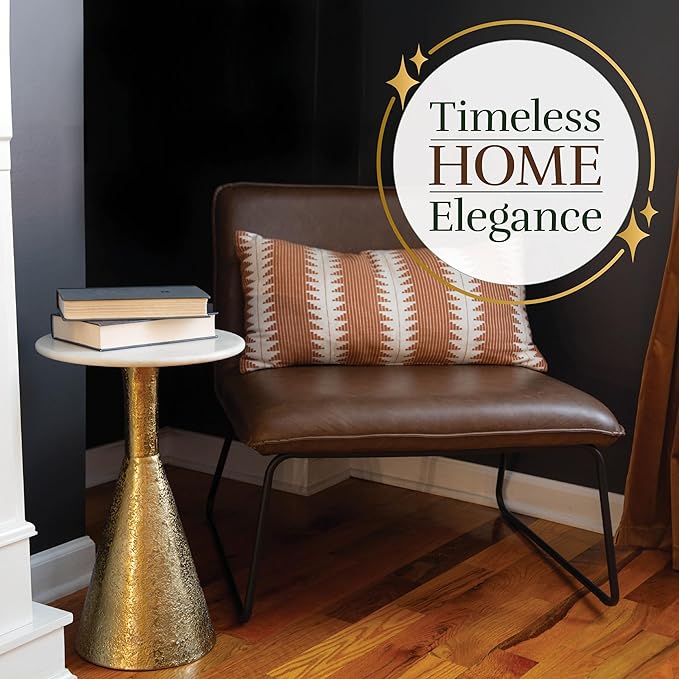 OBJET D'ART Small Round Gold End Tables, Copen, 22'' Height, Vintage Metal Accent, Side, Pedestal, Coctail and Drink Tables for Living Room and Small Spaces