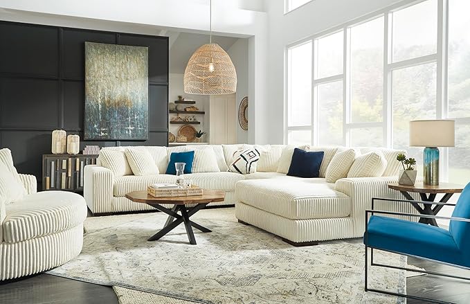 Signature Design by Ashley Lindyn Transitional Oval Tufted Upholstered Oversized Swivel Accent Chair, White