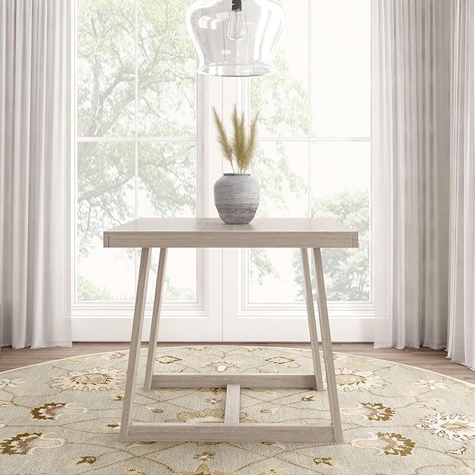 Plank+Beam Counter Height Dining Table, 41 Inch Solid Wood Kitchen Table, Farmhouse Dinette Table for 4, Compact Counter Table, Seashell Wirebrush