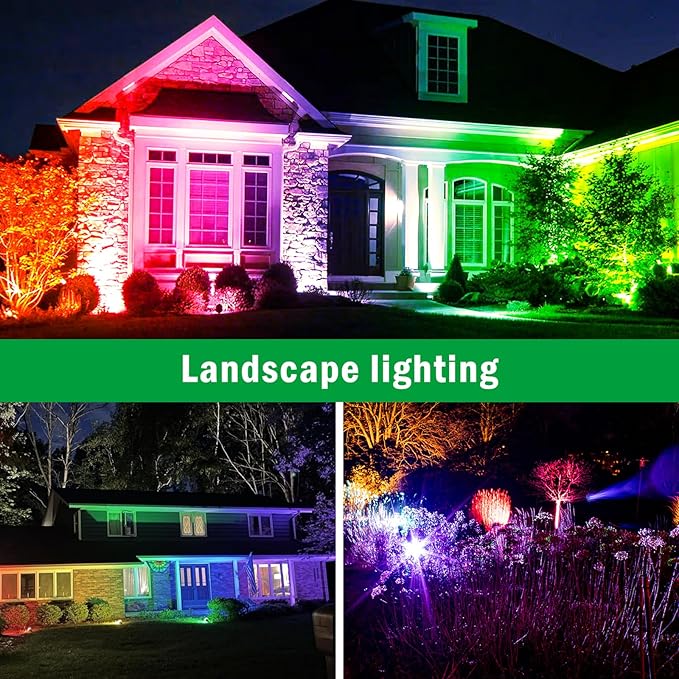 Halloween Lights Outdoor RGB Spotlight 12W Color Changing Landscape Lighting with Remote Control for Tree Garden Pathway 120V Waterproof Outdoor Landscape Spotlights Lamp for Party Decor(6 pack)
