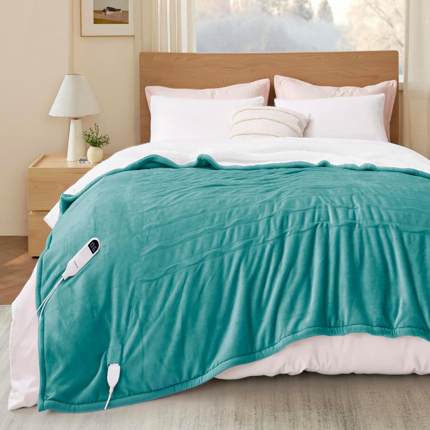 Bedsure Electric Blanket Twin - Soft Flannel Heated Blanket Twin Size, GentleSoft Fast Heating with 10 Time Settings & 6 Heat Settings, Warm Gift for Grandma (62x84 inches, River Blue)