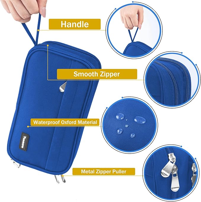 Pencil Case Big Capacity Pen Pouch Large Storage Holder Marker Pen Bag Durable 3 Compartment School Office Desk Organizer Portable Cute Zipper Stationery for Kids Teen Student Boys Girls Adults