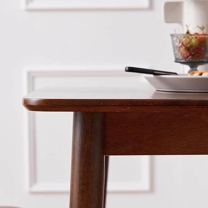 Livinia Aslan 29.5" Malaysian Oak Square Wooden Dining Table/Small Solid Wood Kitchen Desk (Walnut)