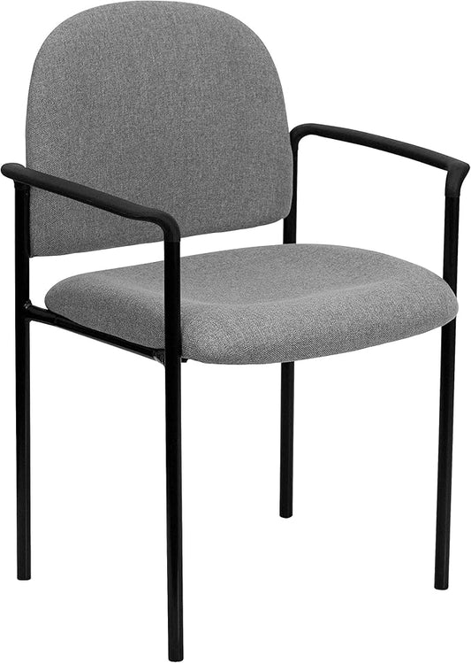 Flash Furniture Tiffany Comfort Gray Fabric Stackable Steel Side Reception Chair with Arms