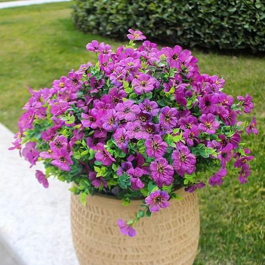 Rose Red Artificial Outdoor Flowers 12 Bundles Silk Fake Daisy Romantic Fake Plants Stems for Garden, Pergola, or Outdoor Party Decor Outside(Purple Daisy)