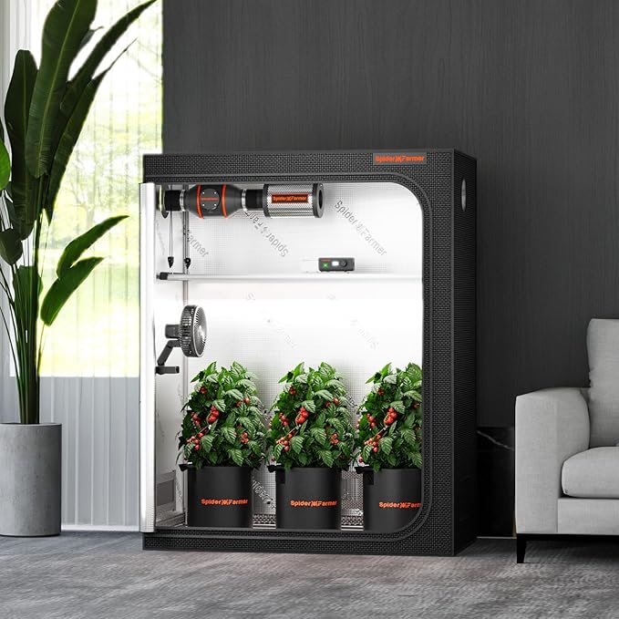 Spider Farmer 4x2 Grow Tent Pro-Grade, 48"x24"x60", with Observation Window and Floor Tray, 1680D Thicken Mylar Canvas, 4x2x5 for Indoor Hydroponic Growing for SF2000, SE4500, G4500