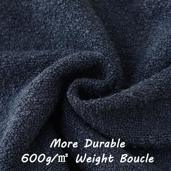 FUTEI Pack of 2 Navy Blue Decorative Throw Pillow Covers 20x20 Inch Soft Cozy Solid Boucle Textured Cushion Case,Modern Home Decor for Couch Bed Living Room