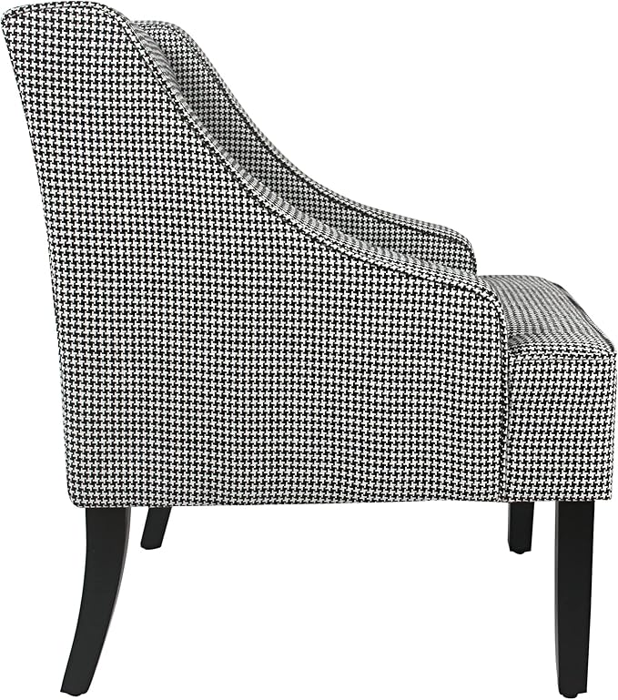 Homepop Home Decor | Upholstered Classic Swoop Arm Accent Chair | Accent Chairs for Living Room & Bedroom | Decorative Home Furniture, Black and White