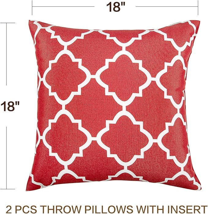 JMGBird Outdoor Pillows for Patio Furniture 18''x18'' Waterproof Decorative Patio Furniture Pillows Indoor Throw Pillows with Inserts, Square Throw Pillow for Couch, Bed, Sofa, Bench, Chair, Set of 2