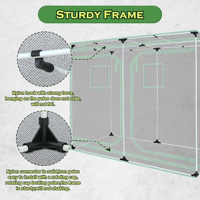Grow Tent 96"x48"x78" 600D Mylar Hydroponic Indoor Grow Tent with Observation Window, Removable Floor Tray and Tool Bag for Indoor Plant Growing 8x4