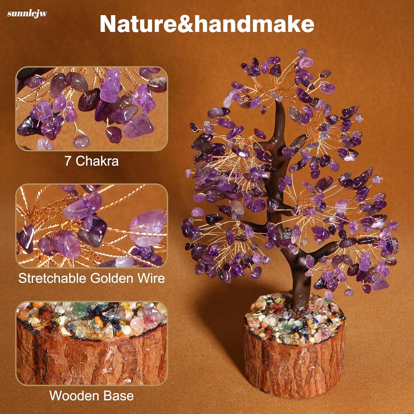 Amethyst Chakra Crystal Tree of Life,Crystals and Healing Stones,Birthday Gifts for Women,Spiritual Meditation Gifts for Positive Energy,Crystal Decor