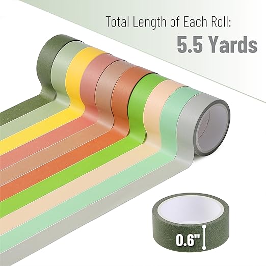 Mr. Pen Decorative Tape Set, 10 Pack - Colored Scrapbook Washi Tape for Craft Journaling