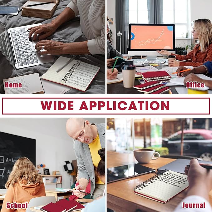 Jutom 18 Pcs Small Spiral Notebooks Memo Pads 3x5 Bulk Small Pocket Notebooks Mini Notepads with Lined Pages Mini Journals for Office Back to School Work Writing Supplies, 120 Pages (Red)