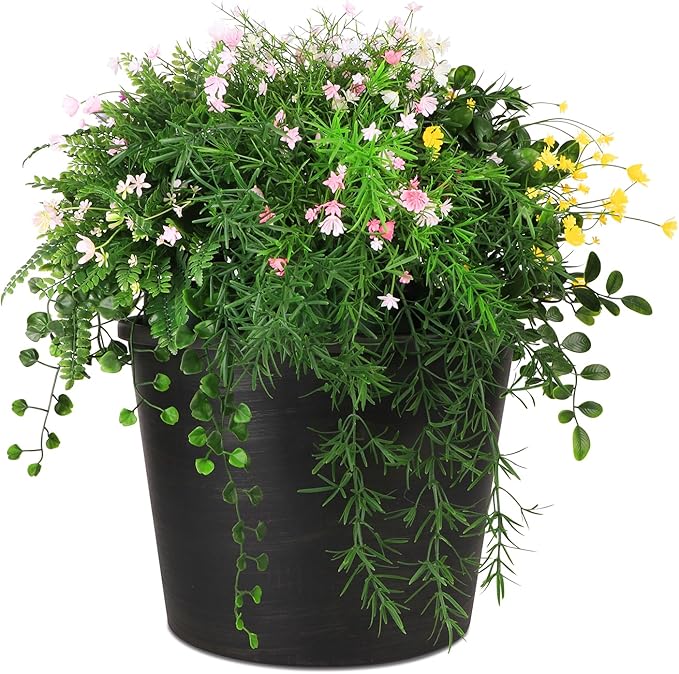 5 in 1 Artificial Plants & Flowers, Potted Fake BabyBreath Grass Plant for Home Decor Indoor Outdoor, Greenery Floor Artificial Plant for Office Room Decoration (Multiple Colour)