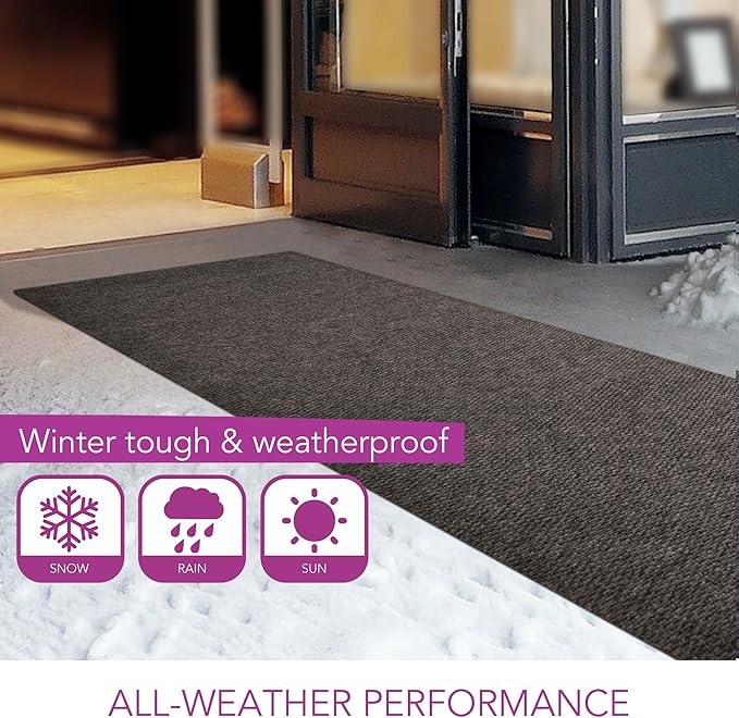 iCustomRug Spartan Weather Warrior Indoor/Outdoor Utility Berber Loop Carpet Runner with Non-Slip Thermoplastic Rubber Backing, 6ft X 8ft in Brown