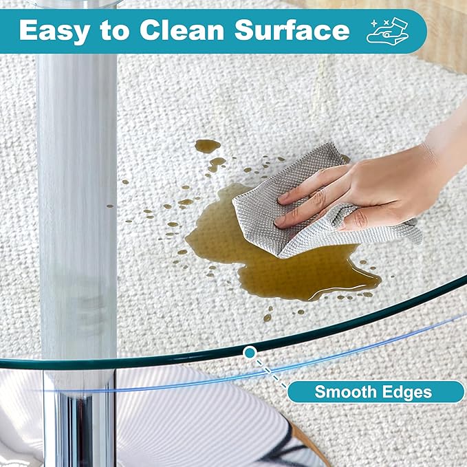 Dining Table for 4 Modern Round Glass Dining Table 39" Kitchen & Dining Room Tables with Metal Base and Glass Tabletop for Dining Room and Apartment, Silver