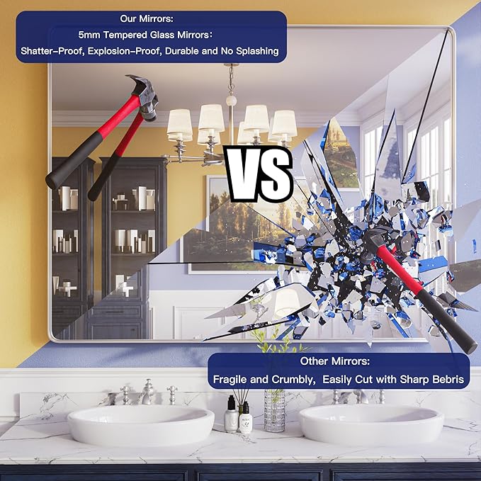 ISKM Large Silver Wall Mirror, 84 x 32 Inch Metal Silver Frame Mirror for Bathroom in Premium Stainless Steel for Living RoomBedroomEntryway (Horizontal/Vertical)