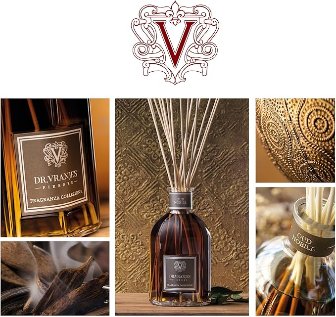 Dr. Vranjes - Oud Nobile 1250 ml Diffuser + Double Pack of White Sticks (3 Pieces Bundle)- Luxury Home Fragrance, Made in Italy, Main Scent: Oriental, Olfactory Pyramid: Bergamot, Oud, Myrrh