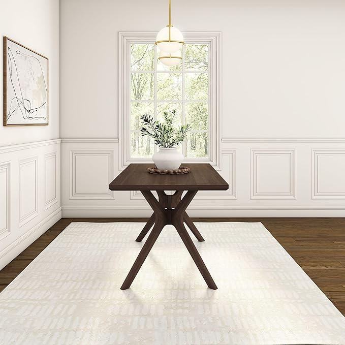 Plank+Beam Verso Rectangular Dining Table, 60 Inch Solid Wood Kitchen & Dining Room Table, Minimalist Table for Dining Room, Modern Dinner Table, Walnut
