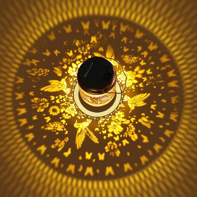 Hummingbird Solar Lanterns Outdoor Waterproof with Shepherd Hook, Birthday Gifts for Christmas Women Mom Grandma, Metal Solar Hanging Lights Garden Decor for Outside Yard Patio Pathway Porch