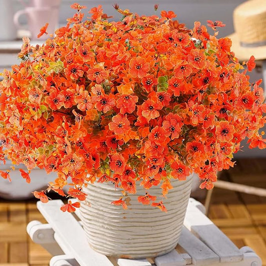 18 Pcs Artificial Mums Flowers Outdoor Plastic Fall Flowers Fake Mums Autumn Greenery Flower for Porch Window Box Farmhouse Thanksgiving Home Decor ((18, Orange)