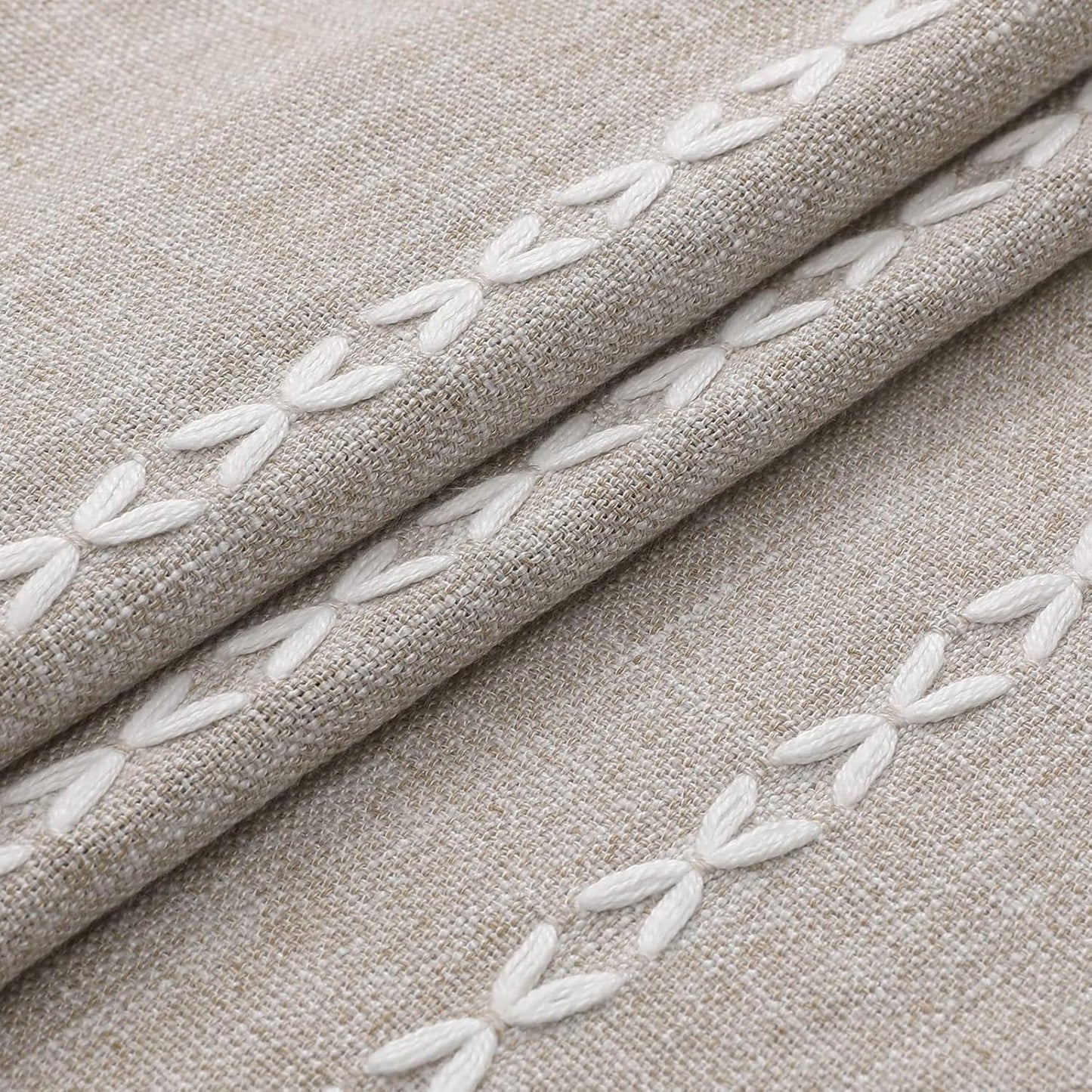 MitoVilla Boho Extra Long Shower Curtain 72 x 84, Tan 84 inch XL Polyester Linen Tassel Fabric Shower Curtain Set with Hooks for Vintage Country Farmhouse Bathroom Decor, Thick & Wrinkle Resistant