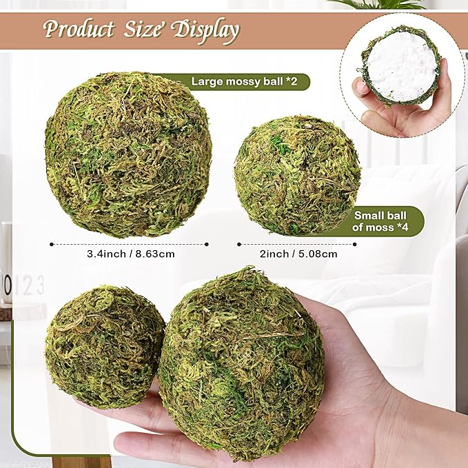 Jetec 18 Pcs Decorative Balls for Centerpiece Bowls Green Moss Balls Wicker Rattan Cord Decorative Bowl Fillers for Garden Vase Home Party Table Spring Easter Farmhouse Rustic Decor(Regular Size)