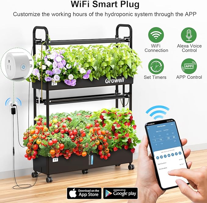 Hydroponics Growing System Kit, 60 Pods Vertical Indoor Garden with LED Grow Light, Auto Circulating Water System & WiFi Smart Plug, Indoor Gardening System for Vegetable Fruit Herb