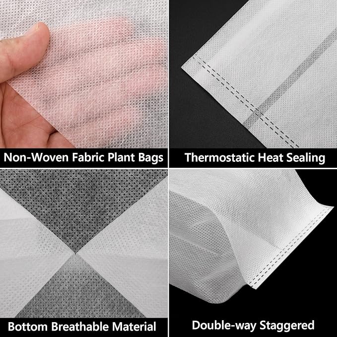 GREANER 100pcs Biodegradable Nursery Bags, 9 x 9inch Seed Planting Bags, Planting Seed Starting Pots Pouches, Standable Pouch for Potato, Flower, Tomato Plant Starts