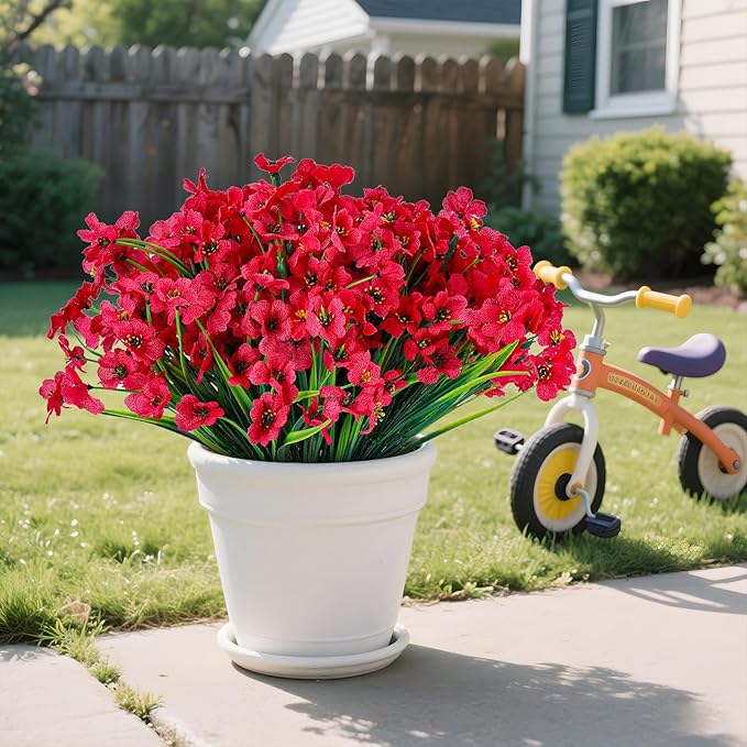 20 Bundles Artificial Flowers for Outdoors or Indoor Garden Home Decoration,No Fade Fake Flowers Faux Plants for Decoration Hanging Planters,Porch Window Box Garden Wedding Farmhouse Fake Plants