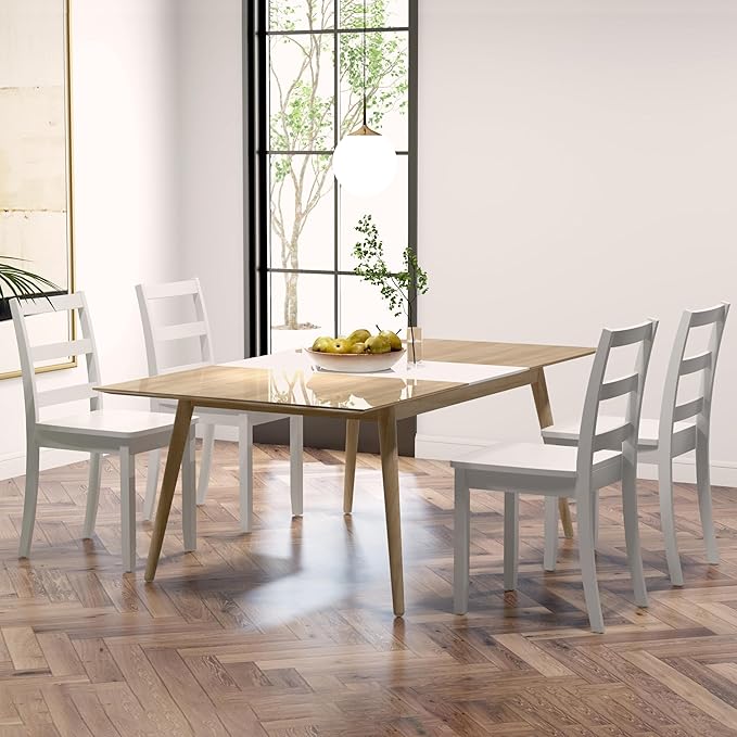 NAFORT Solid Wood Dining Chairs Set of 4, High Ladder Back Kitchen Side Chair with Max Load of 400 Lbs, Modern Dining Room Chairs for Kitchen and Dining, Living Room, Home Workspace, Restaurant