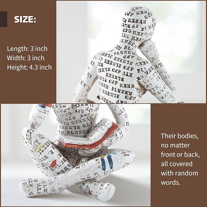 GRAPMKTG Home Decor Pulp Reading Women Thinker Statue Aesthetic Sculpture Room Decor Modern Abstract Decoration on Shelf Table Desk for Living Room Office Bedroom F