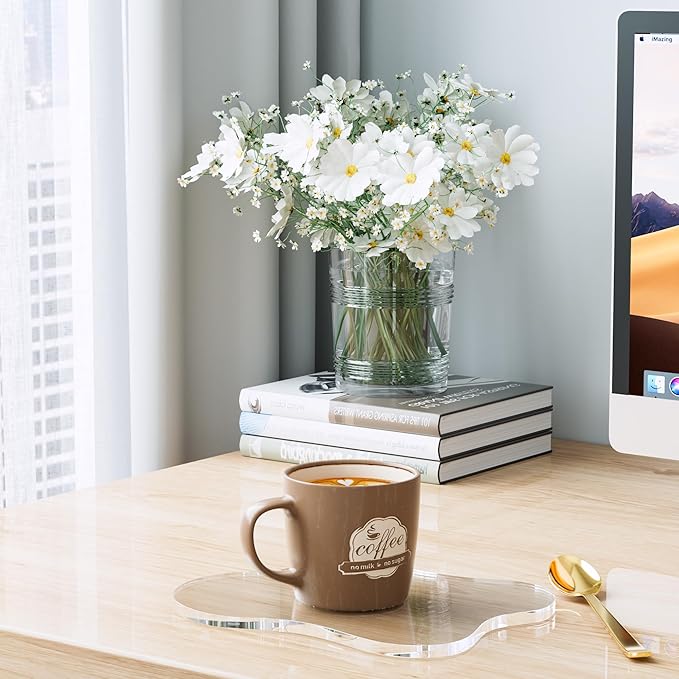 Acrylic Coaster Decorative Plates, Irregular Bar Drink Coaster, Clear Cloud Shape Coffee Cup Coaster, Perfect for Tabletop Protection and Accessories Display.(Clear)