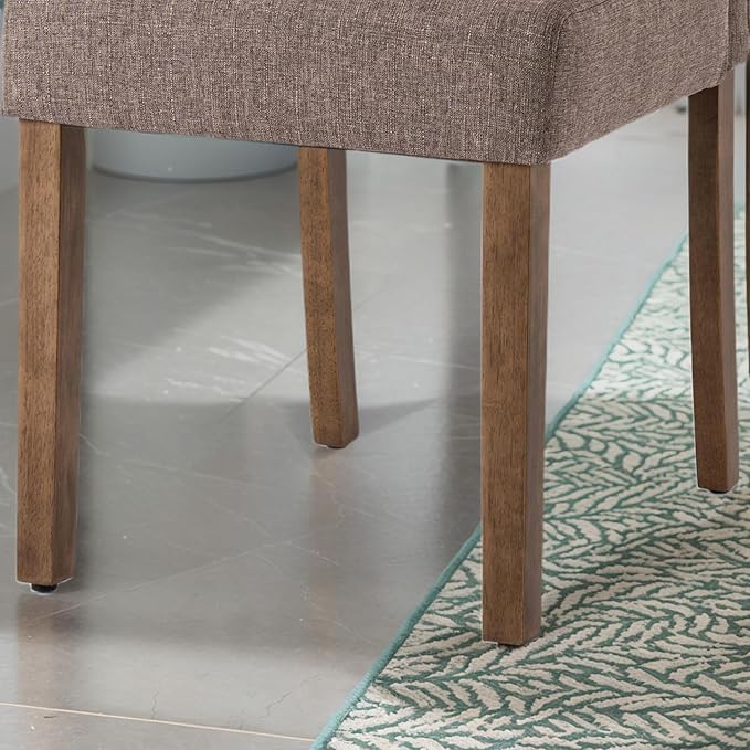 Stylish Upholstered Parsons Dining Chair Kitchen with Silver Nailhead Trim and Sturdy Solid Wood Legs