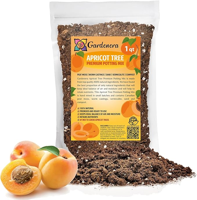 Premium Apricot Potting Soil Mix - Ideal Nutrient Blend for Growing Robust, Flavorful, and Bountiful Apricots - 1 Quart