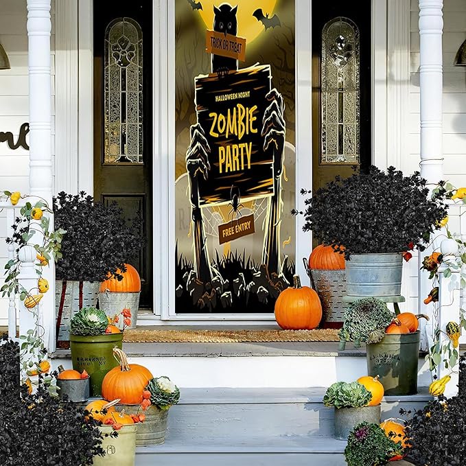 AmyHomie 20 Bundles Black Eucalyptus Artificial Flowers for Outdoor UV Resistant Faux Flowers No Fade Fake Plastic Plants Garden Porch Window Box Decorating