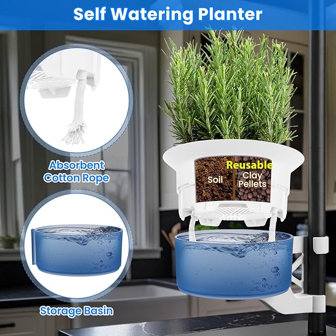 Smart Venus Fly Trap Terrarium Kit with Grow Light Timer & Metal Stand, African Violet Pots Self Watering Planter for Cactus,Herbs,Carnivorous Plants, Christmas Birthday Gifts for Women Garden Lover