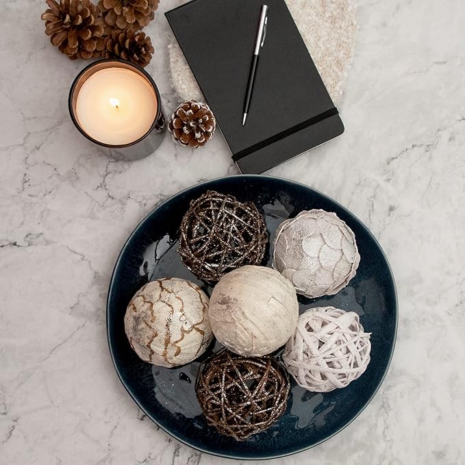 White Glitter Decorative Balls Vase & Bowl Fillers Decorative Balls | Home Decor Orbs (Sparkling White)