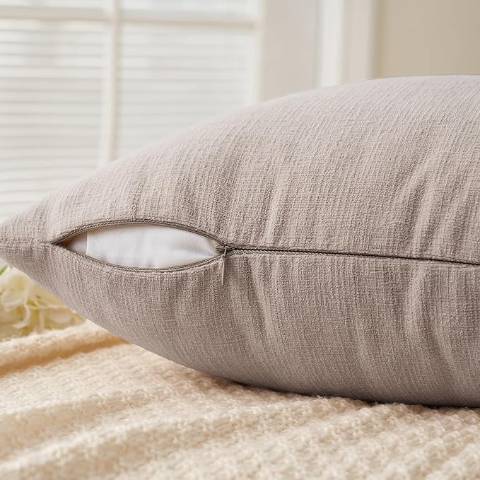 MIULEE Taupe Grey Couch Pillow Covers 16x16 Inch, Set of 2 Soft Chenille Decorative Square Throw Pillow Covers Farmhouse for Sofa Living Room Bed