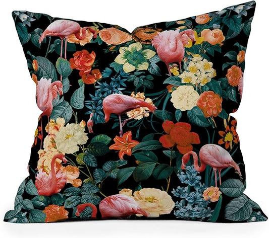 Society6 Floral and Flamingo II Throw Pillow Insert-Home Decor by Burcu Korkmazyurek, 20" x 20"