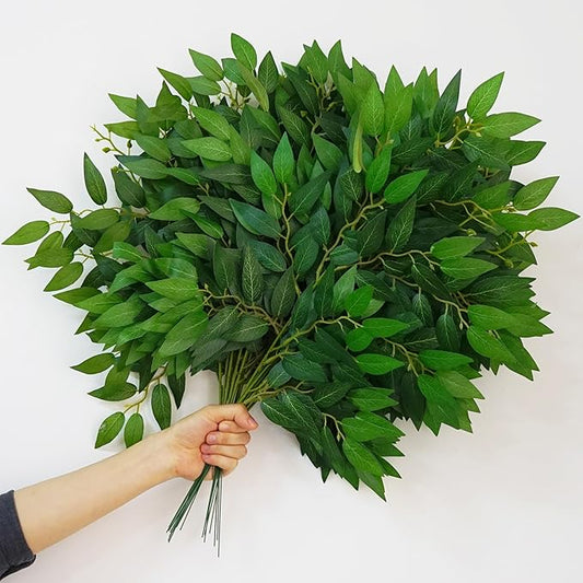 24PCS Italian Ruscus Greenery 54cm Artificial Greenery Stems Leaf Greenery Garland for Wedding Arch Flowers Centerpieces Balloon Arch Home Decor