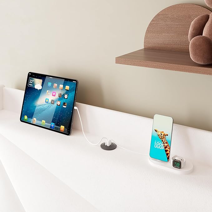 iPormis Twin Size Bed Frame with Charging Station, Velvet Platform Bed Frame with Wingback Headboard Upholstered Bedframe, Solid Wood Slats Support, No Box Spring Needed, Easy Assembly, White