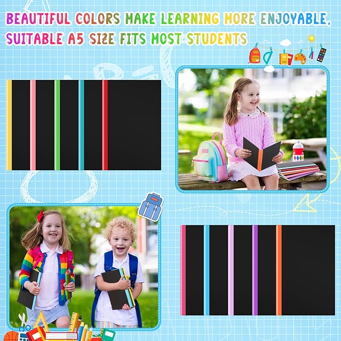 Handepo 100 Pack Composition Notebooks A5/A6 Ruled Lined Composition Kraft Notebooks Bulk Soft Cover Journals Travel Diary Memo for Students Classroom Office Supplies(A5,Novel Color)