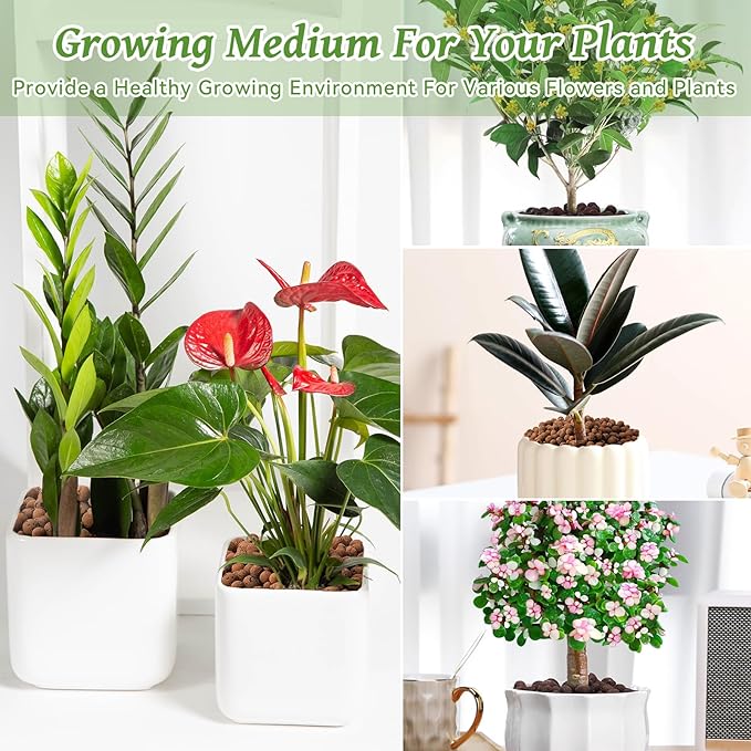 Riare 16 LBS Organic Expanded Clay Pebbles - 4mm-16mm Natural Leca Balls Lightweight Hydroponic Clay Pebbles Aggregate for Indoor Plants, Hydroponic Growing, Plants Drainage, Aquaponics